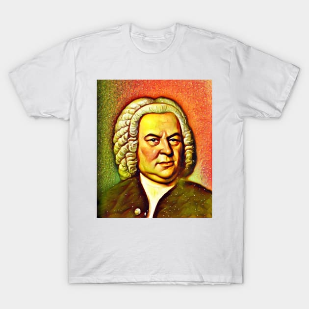 Johann Sebastian Bach Snow Portrait | Johann Sebastian Bach Artwork 14 T-Shirt by JustLit